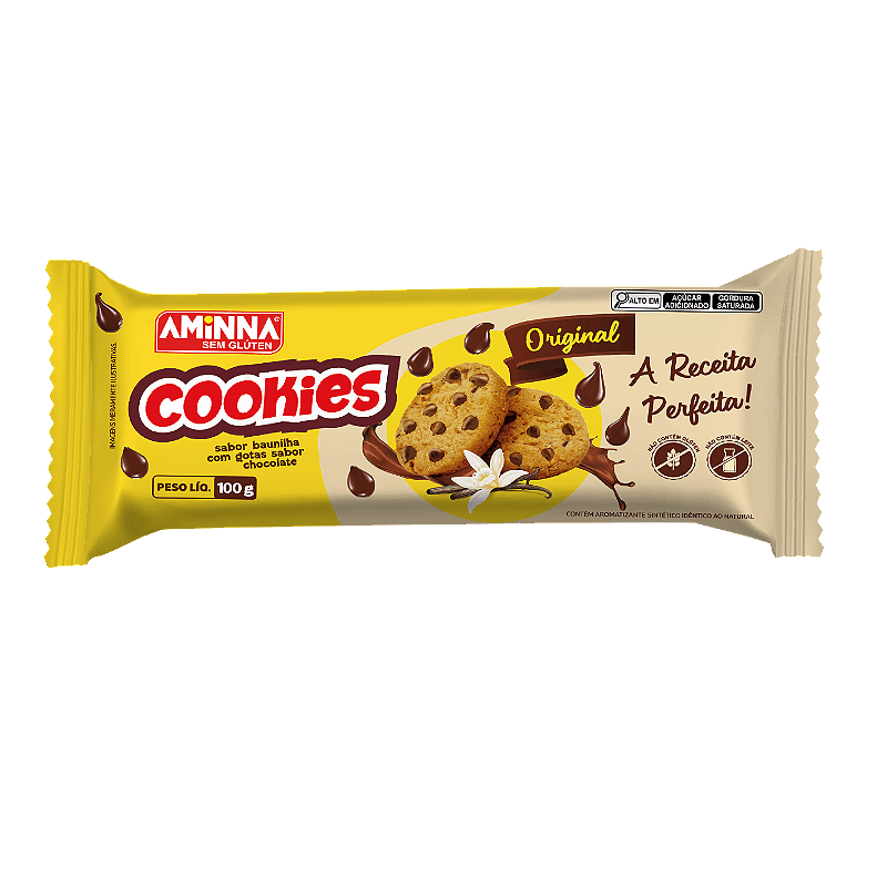 COOKIES ORIGINAL COM GOTAS DE CHOCOLATE 100G - AMINNA