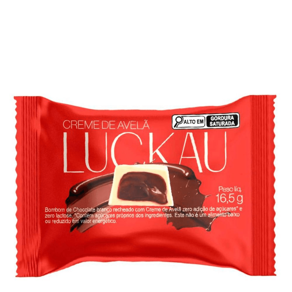 BOMBOM CHOCOLATE BRANCO COM CREME DE AVELÃ - LUCKAU