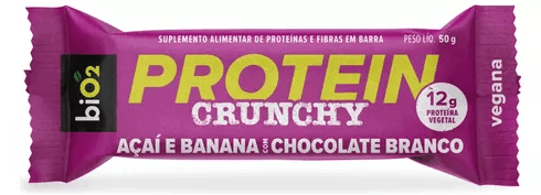 BARRA PROTEIN CRUNCHY AÇAI E BANANA COM CHOCOLATE BRANCO 50G - BIO2