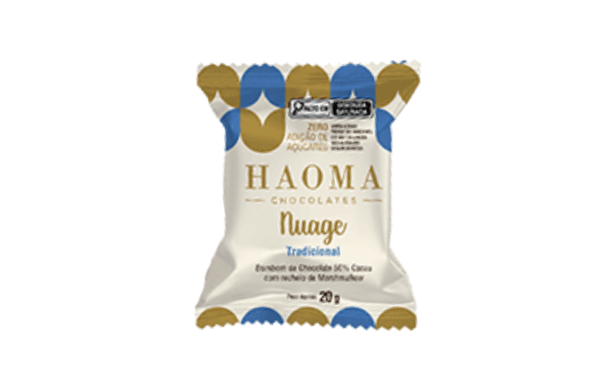 NAUGE TRADICIONAL DE MARSHMALLOW COBERTO CHOCOLATE 56% CACAU 20G - HAOMA