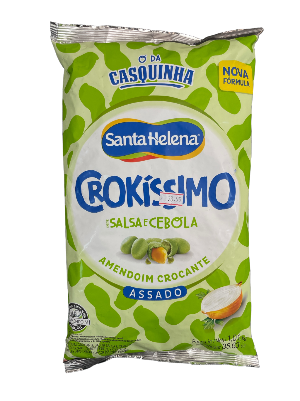 Pacote de amendoim crocante sabor salsa e cebola 