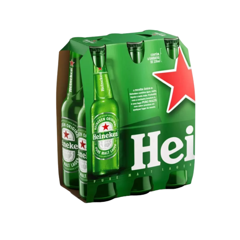 Heineken long neck fardo com 6 unidades 