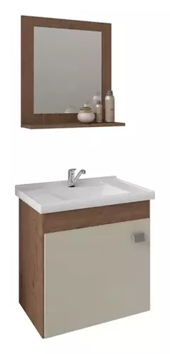 ARMÁRIO ÍRIS AMÊDOA OFF WHITE COM ESPELHO 44CM MGM