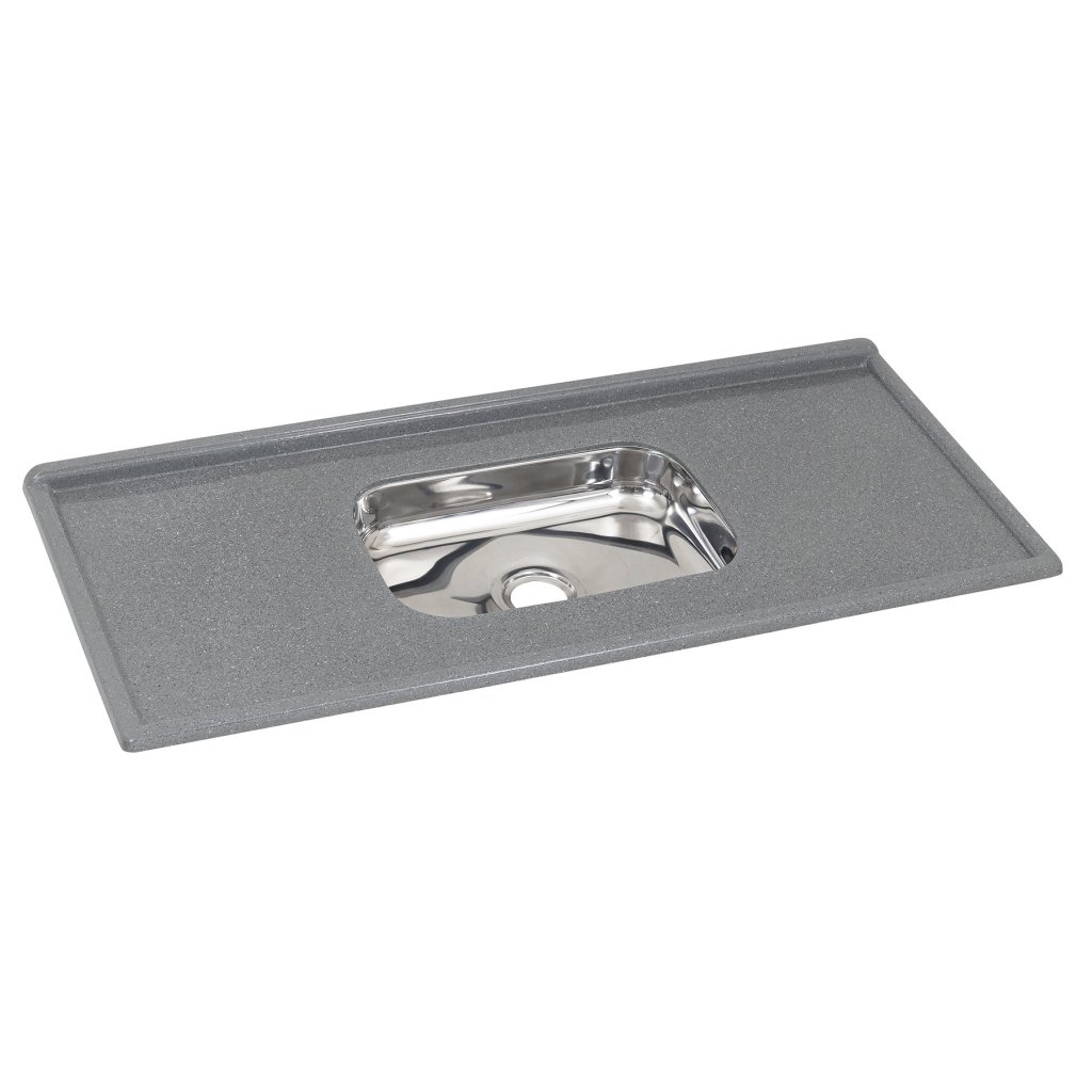 PIA 120X54CM INOX E MÁRMORE SINTÉTICO PI124CR CINZA REAL DECORALITA
