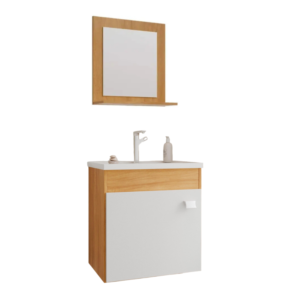 ARMARIO IRIS 44CM COM ESPELHEIRA CINAMOMO/BRANCO MGM