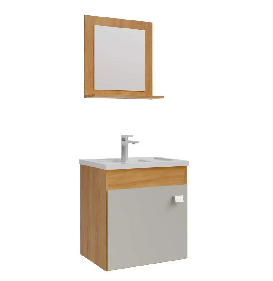 ARMARIO IRIS 44CM COM ESPELHEIRA CINAMOOM/OFF-WHIT MGM