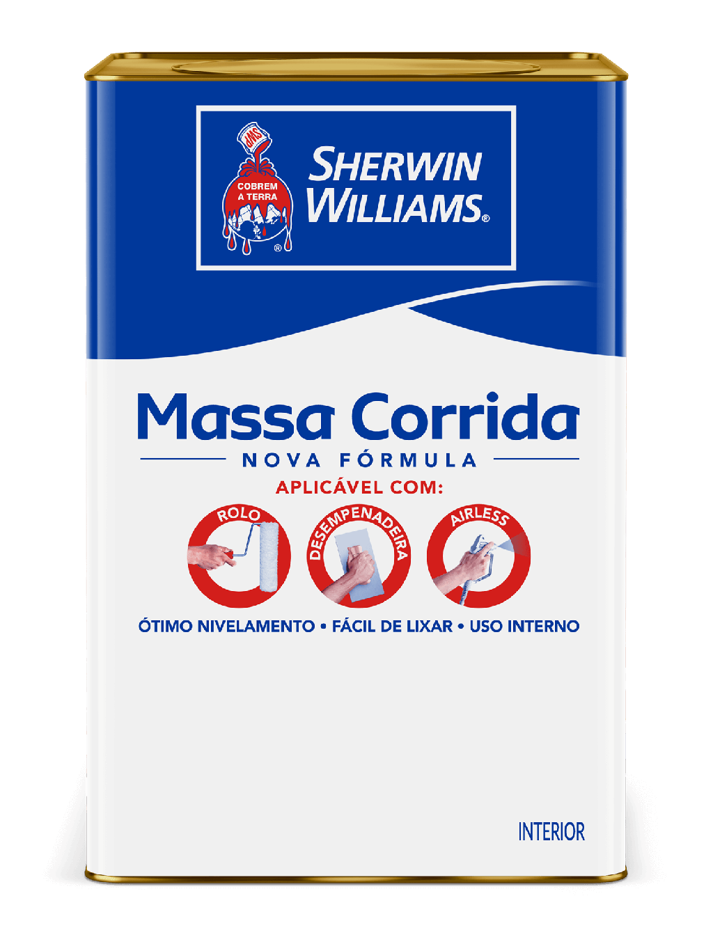 MASSA CORRIDA 25KG SHERWIN - Recomendado para nivelar e corrigir imperfeições em paredes internas antes da pintura.