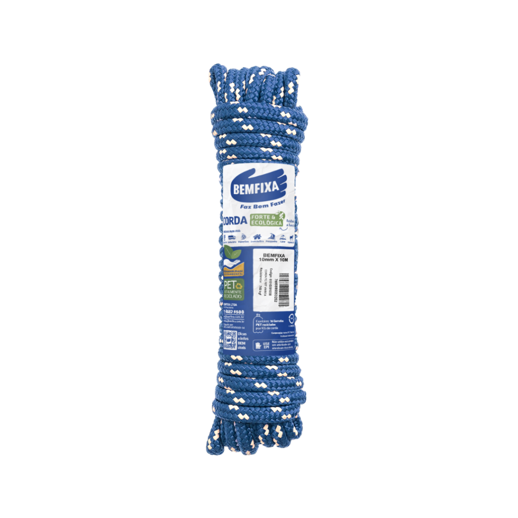 CORDA PP 08MM TRANÇADA AZUL 10M BEMFIXA