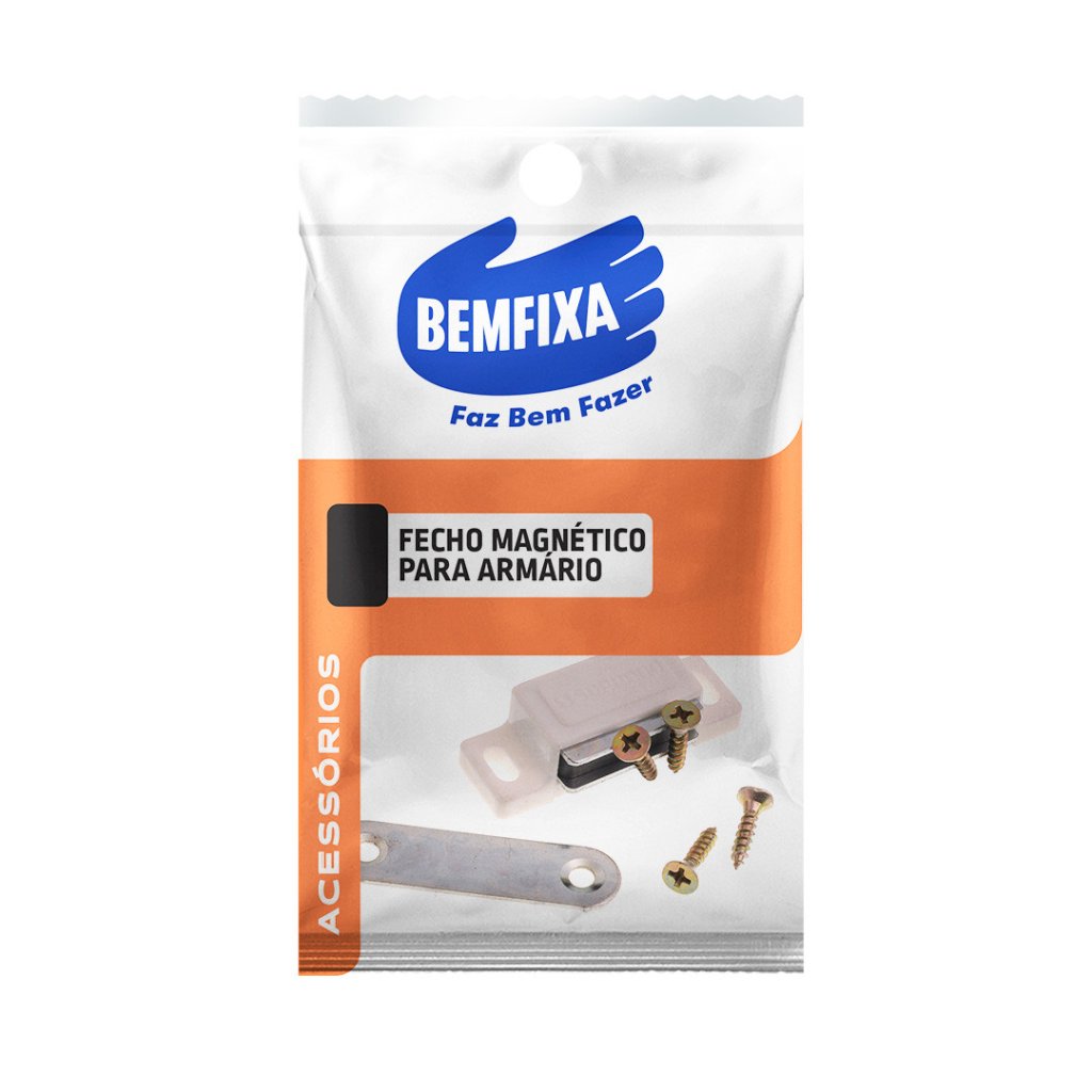 FECHO MAGNETICO POLIMERO BRANCO PARA PORTA BEMFIXA