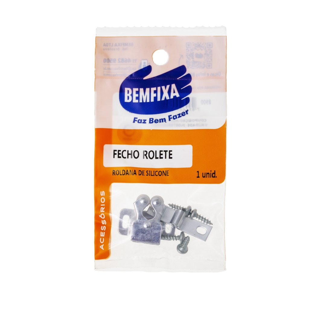 FECHO ROLETE COM ROLDANA SILICONE PARA PORTA BEMFIXA