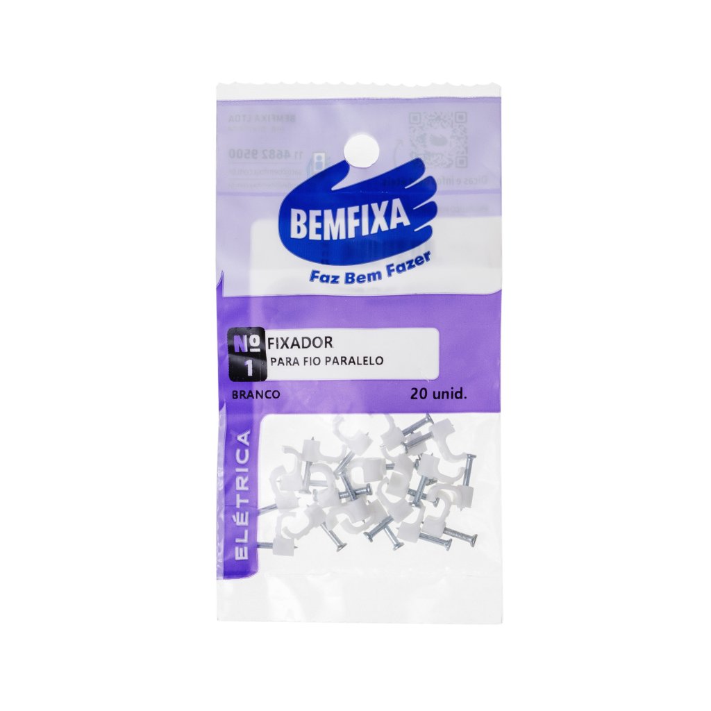 FIXADOR PARA FIO N1 BRANCO 20PC BEMFIXA