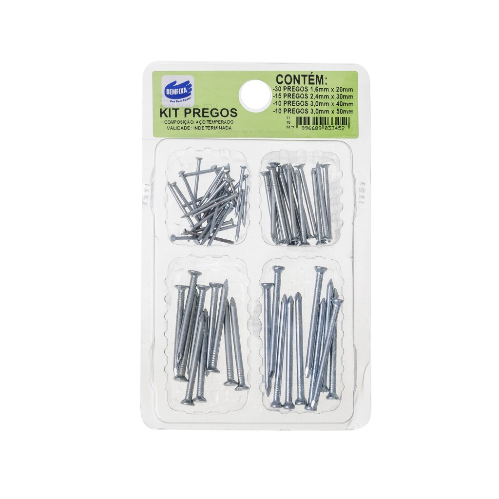 KIT PREGO 4 MEDIDAS 65PC BEMFIXA