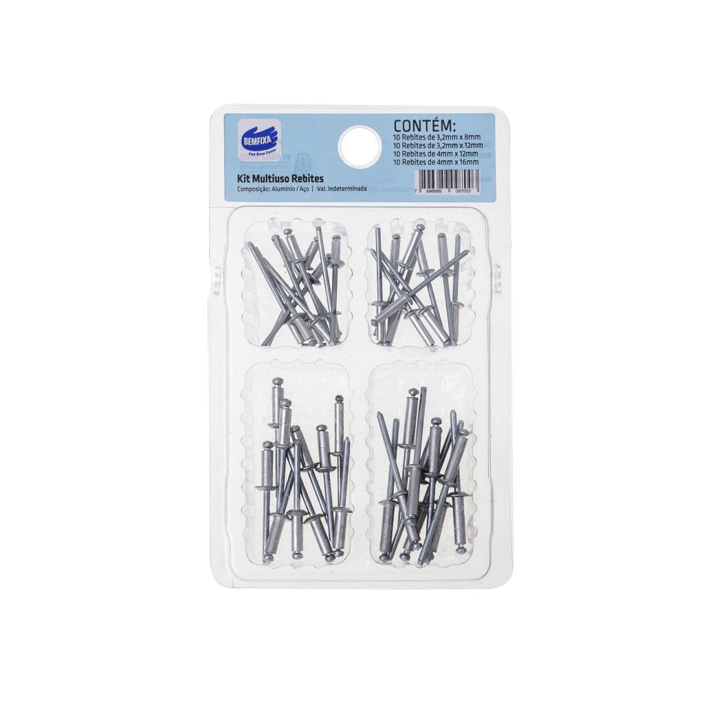 KIT REBITE 4 MEDIDAS 40PC BEMFIXA