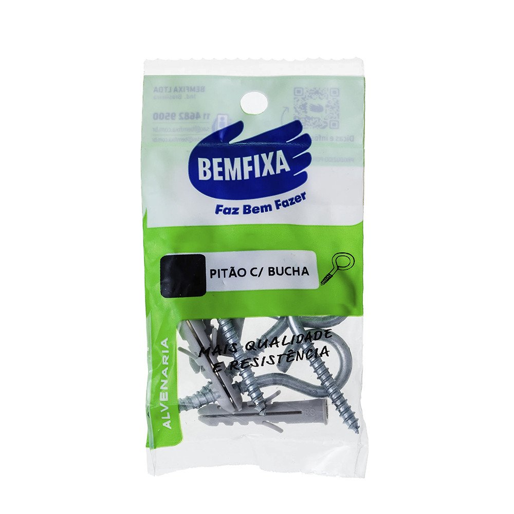 PITAO COM BUCHA 6MM 4PC BEMFIXA