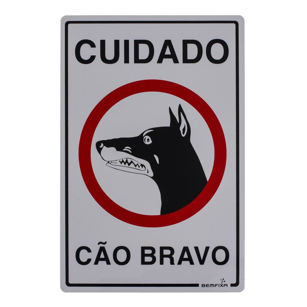 PLACA PLASTICO 20X30 CAO BRAVO BEMFIXA