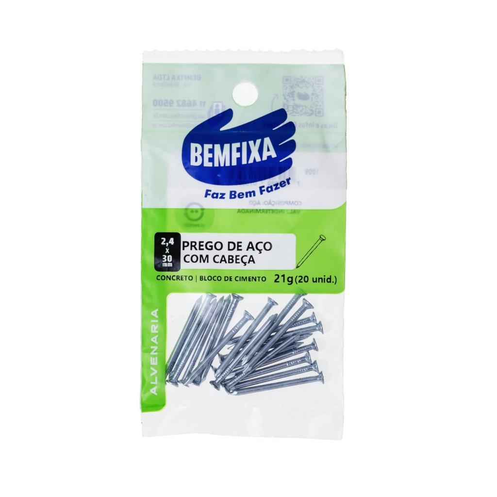 PREGO 15X15 ACO COM CABECA 20PC BEMFIXA