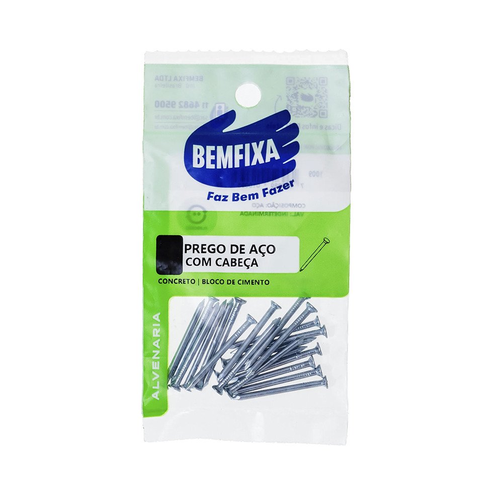 PREGO 18X27 ACO COM CABECA 10PC BEMFIXA