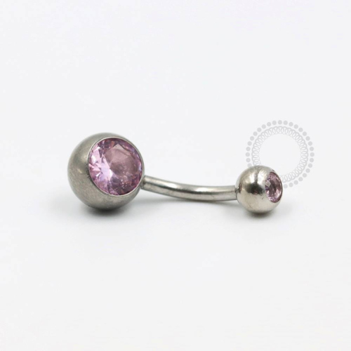 BZ03 Navel Aço 316L - Zircônia Rosa