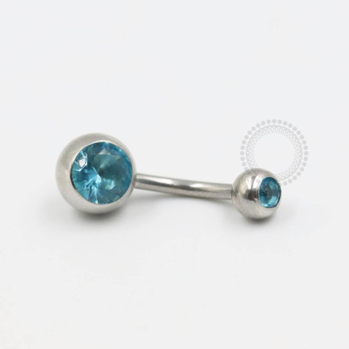 BZ07 Navel Aço 316L - Zircônia Aqua Blue