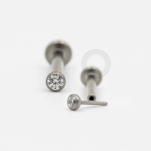 PB115 Labret Push Pin Aço 316L - Zircônia Cristal