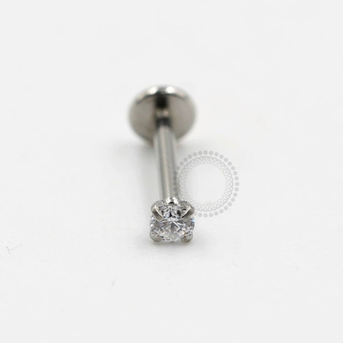 PB14 Labret Aço 316L - Zircônia Cristal 