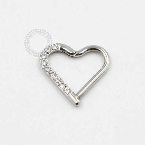 PB21 Coração Daith Cravejado Aço 316L - Zircônia Cristal