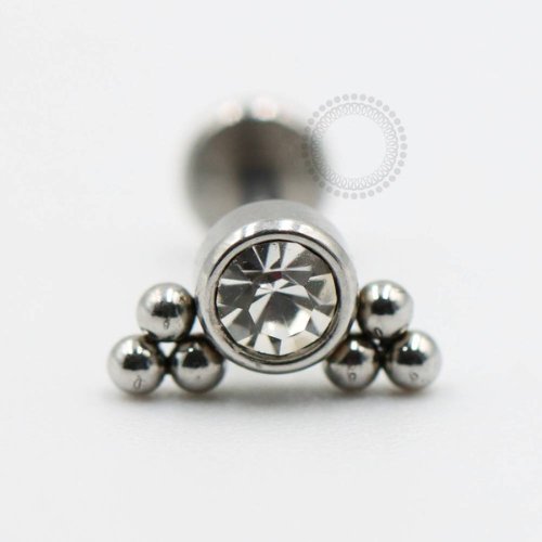 PB65 Labret Aço 316L - Strass Cristal