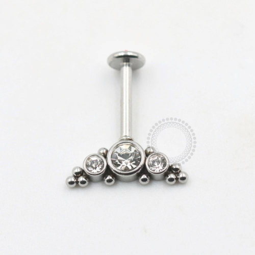 PB79 Labret Aço 316L - Strass Cristal