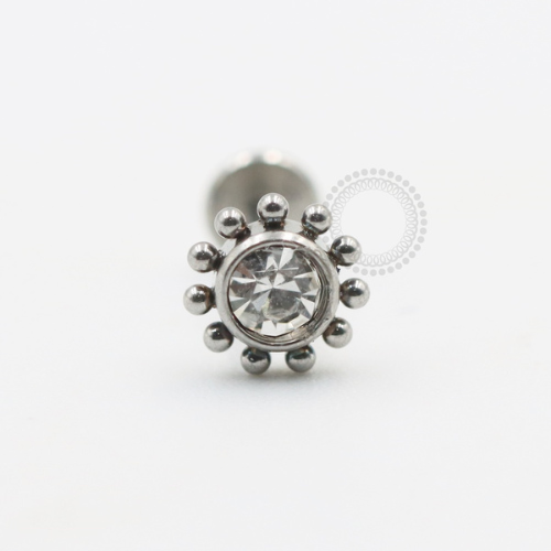 PB84 Labret Aço 316L - Strass Cristal 
