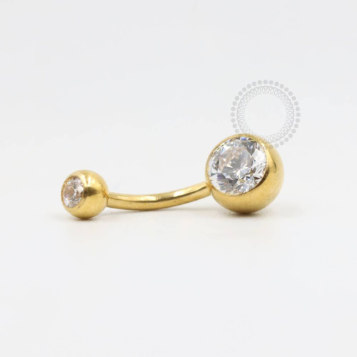 PVD101-1 Navel Aço PVD Gold - Zircônia Cristal