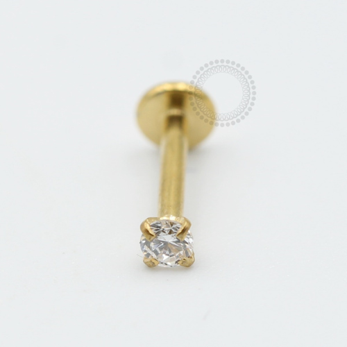 PVD19 Labret Aço PVD Gold - Zircônia Cubica 