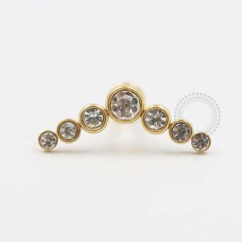PVD69 Labret Aço PVD Gold - Strass Cristal