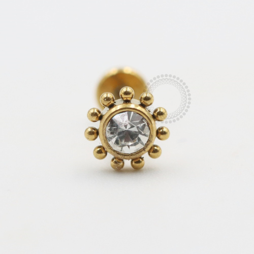PVD83 Labret Aço PVD gold - Strass Cristal 