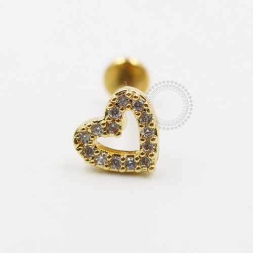 PVD88 Labret Aço PDV Gold - Zircônia Cristal
