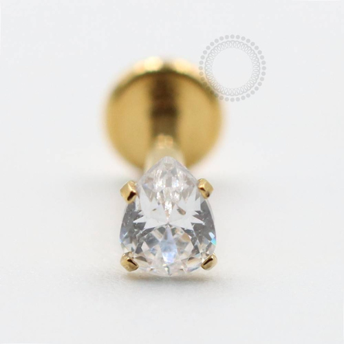 PVD97 Labret Aço PVD Gold - Zircônia Cubica
