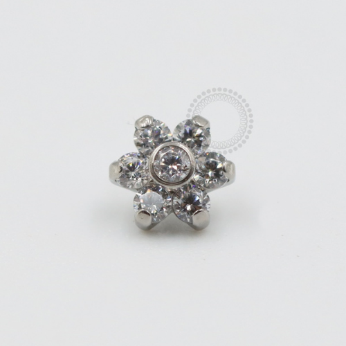 TN306 Topo Flor Titânio F-136 - Zircônia Cristal