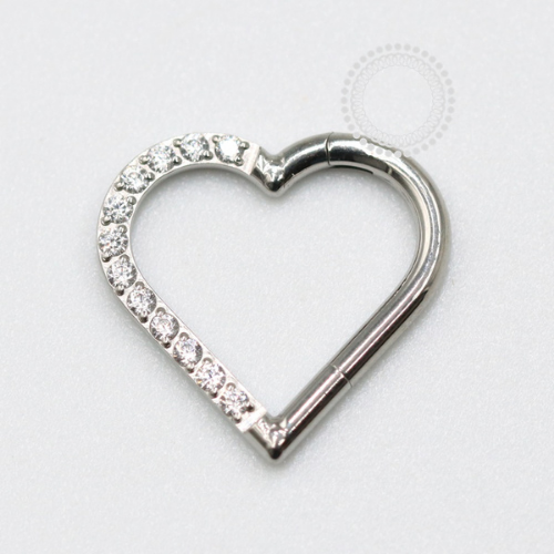 TN266 Coração Daith Titânio F-136 - Zircônia Cristal