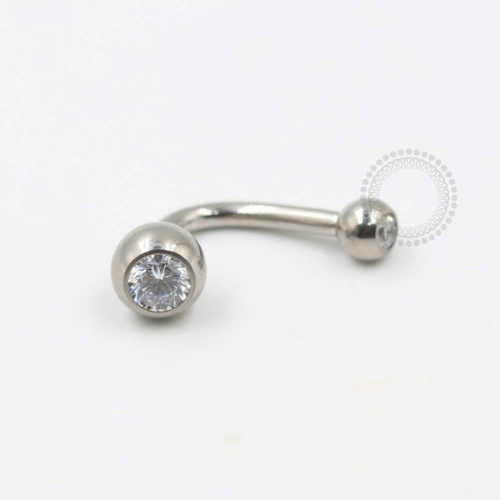 TN285 Navel J Bar Titânio F-136 - Zircônia Cristal