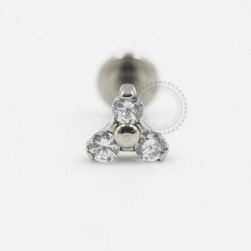 TN330 Labret Push Pin Titânio F-136 - Zircônia Cristal