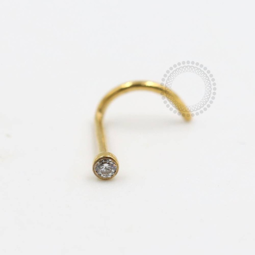 TN259 Nostril Titânio PVD Gold - Zircônia Cristal