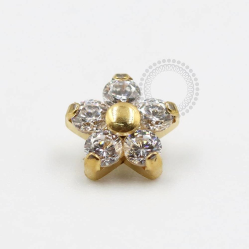 TN318-1 Topo Titânio PVD Gold - Zircônia Cristal