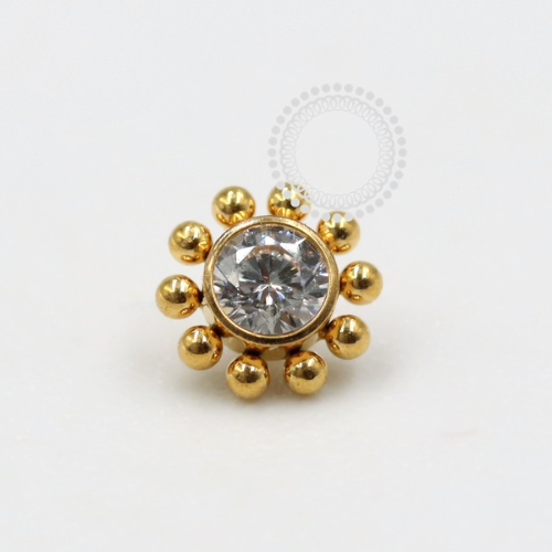 TN321-1 Topo Titânio PVD Gold - Zircônia Cristal
