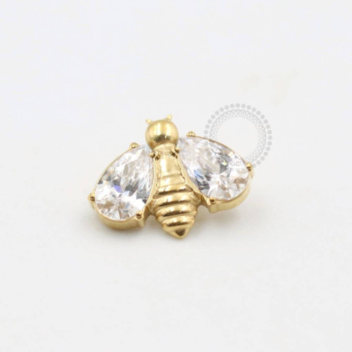 TN474 Topo Titânio PVD Gold - Zircônia Cristal