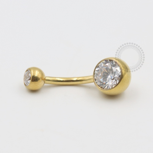 TN483-1 Navel Titânio PVD Gold - Zircônia Cristal