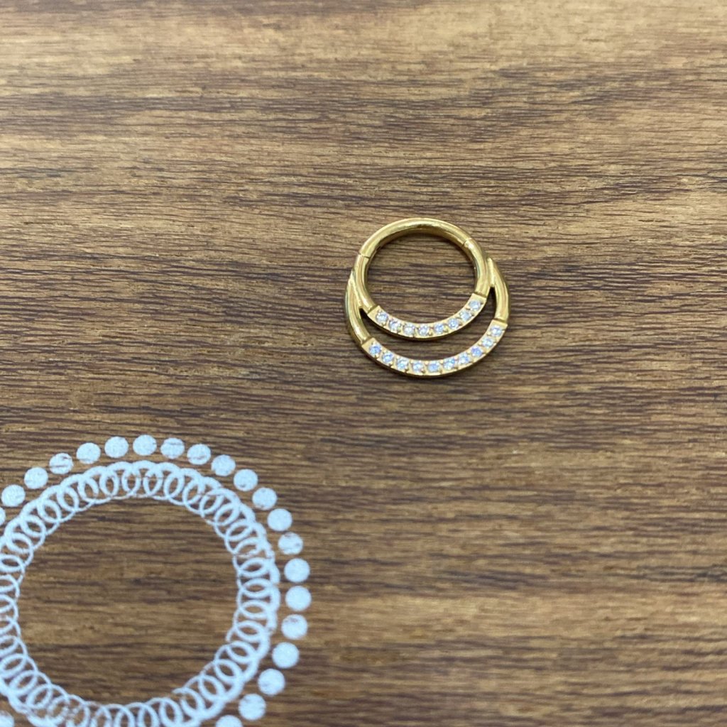 PG0016GO Segmento Aço PVD Gold - Zircônia Cristal