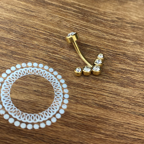 PH0014GO Navel Aço PVD Gold - Zircônia Cristal