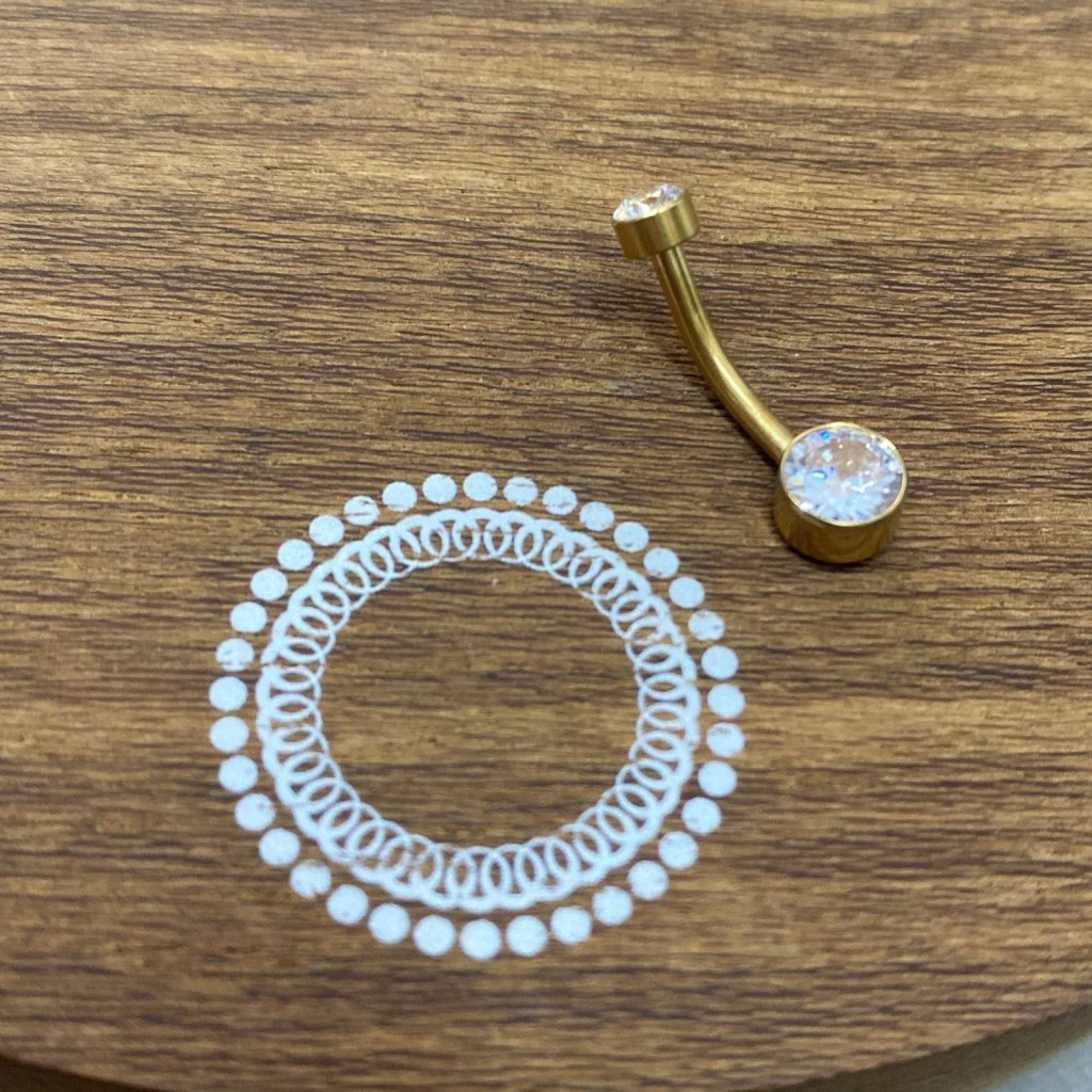 PH0016GO Navel Aço PVD Gold - Zircônia Cristal
