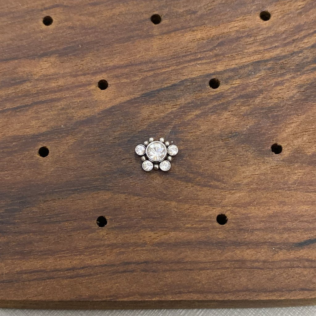 PI0016PO Labret Aço 316L - Zircônia Cristal