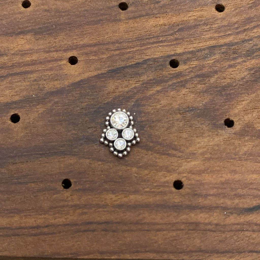 PI0019PO Labret Aço 316L - Zircônia Cristal