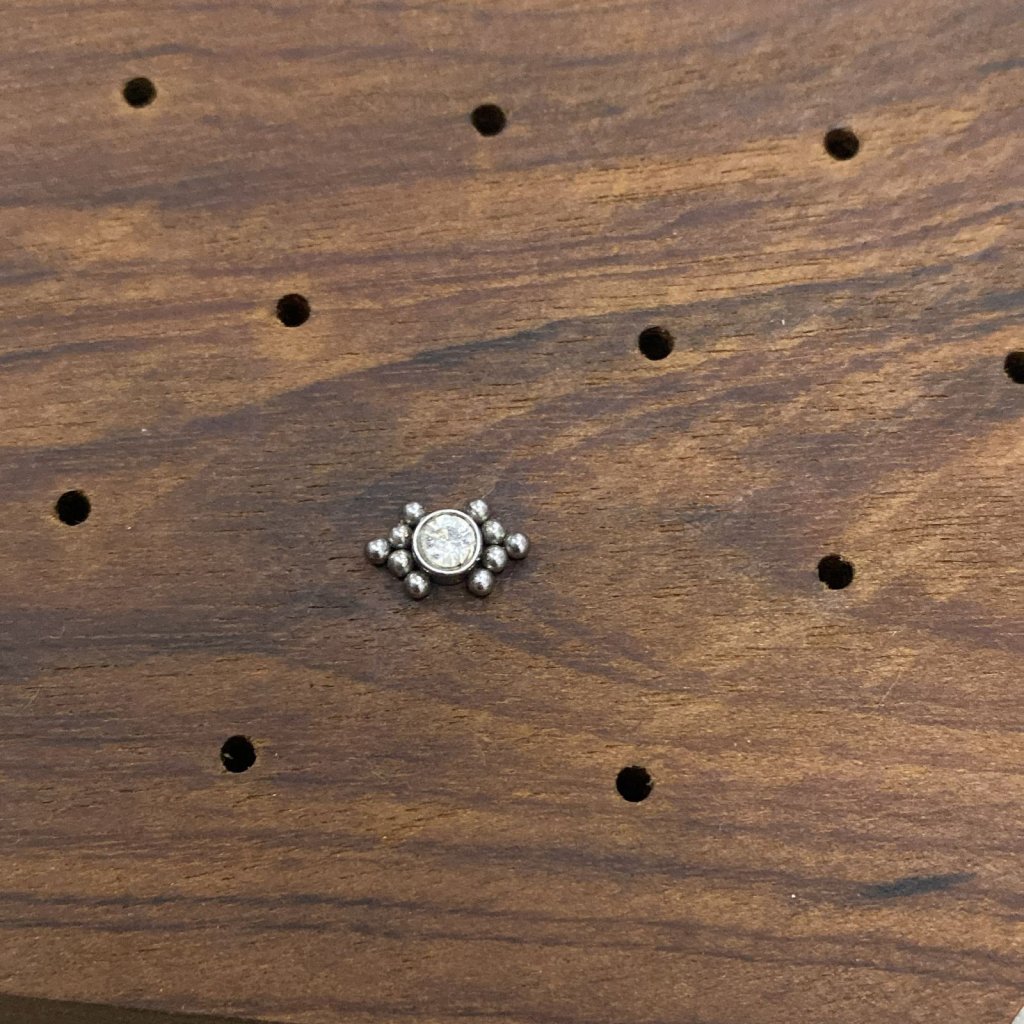PI0033PO Labret Aço 316L - Zircônia Cristal